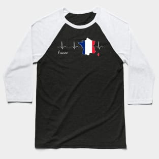 France Heartbeat ECG Gift Baseball T-Shirt